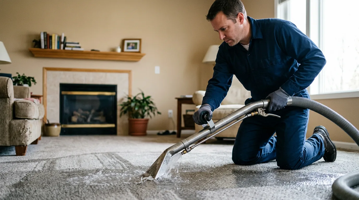 Water damage restoration technician working near Lehigh, KS